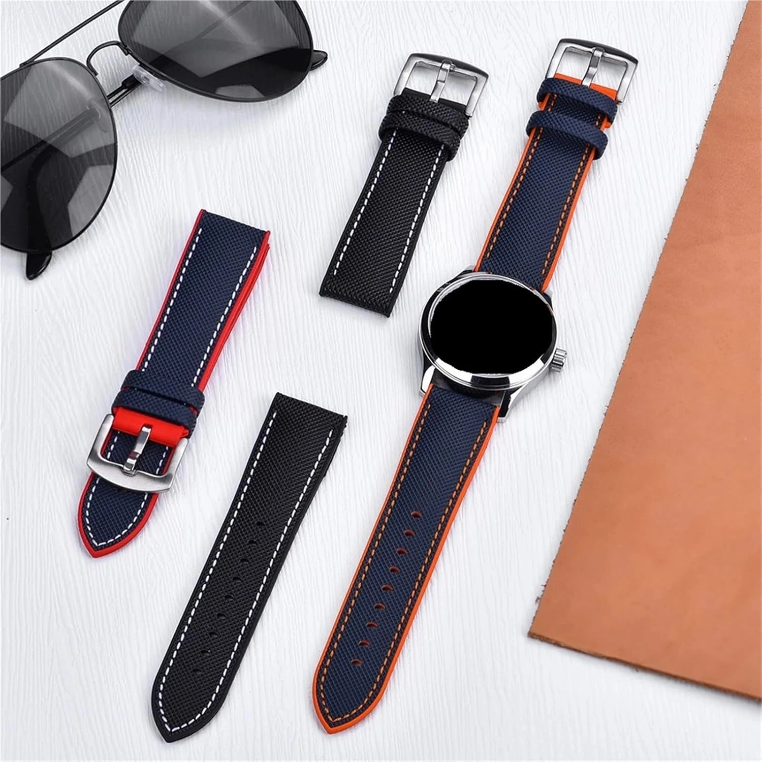 Watch Strap 20mm 22mm Rubber Leather Watchbands Quick Release For Each Brand Diving Watches Men Women