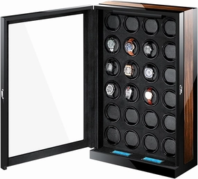 Watch Winder Automatic Watch with Ultra-Quiet Japanese Motors, Flexible Watch Pillow, Built-in LED Illumination and LCD Touchscreen Control (24 0)