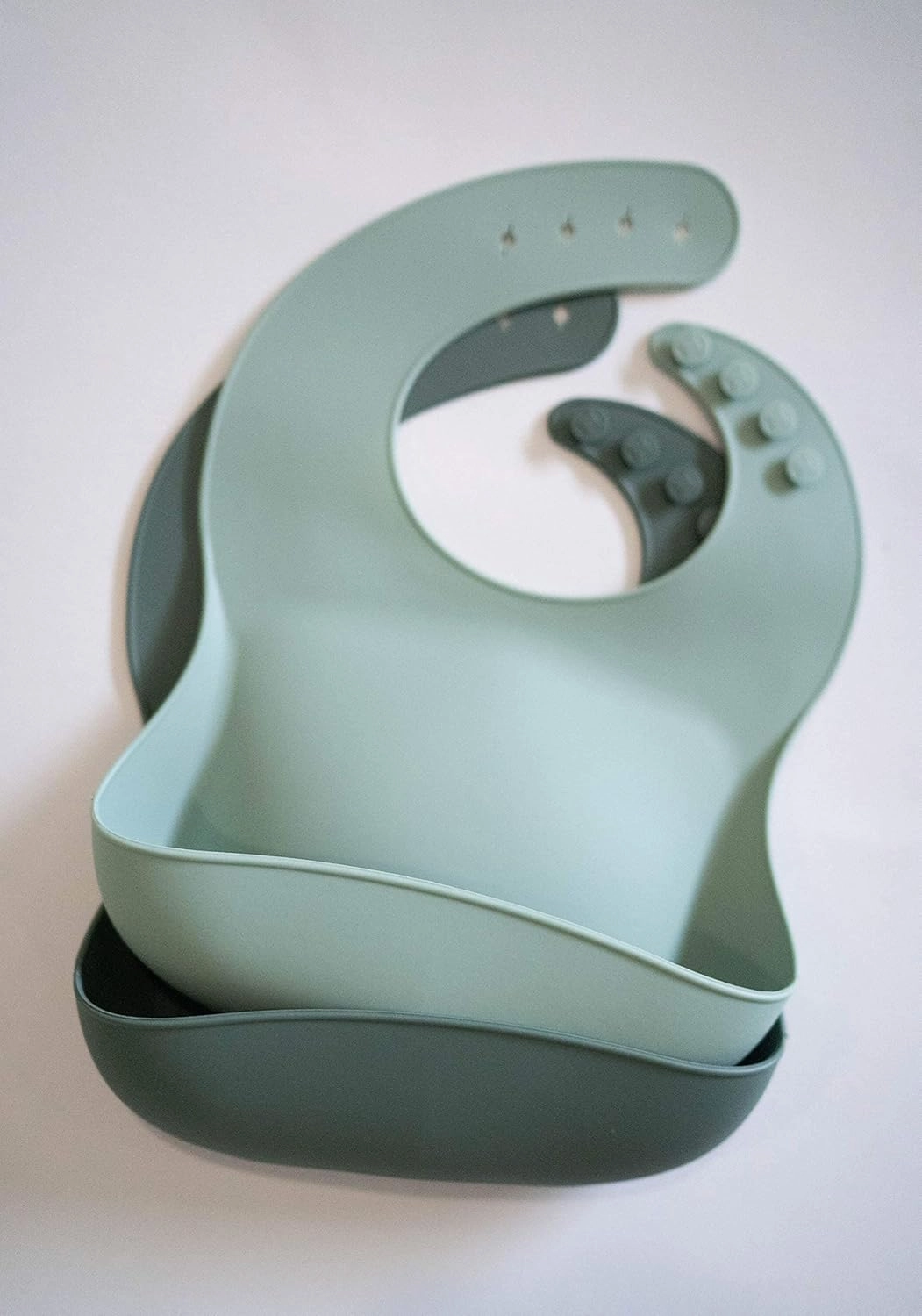 Waterproof Silicone Bib Set with Adjustable Neck Closure - Durable Silicone Bibs for Babies - Set of 2