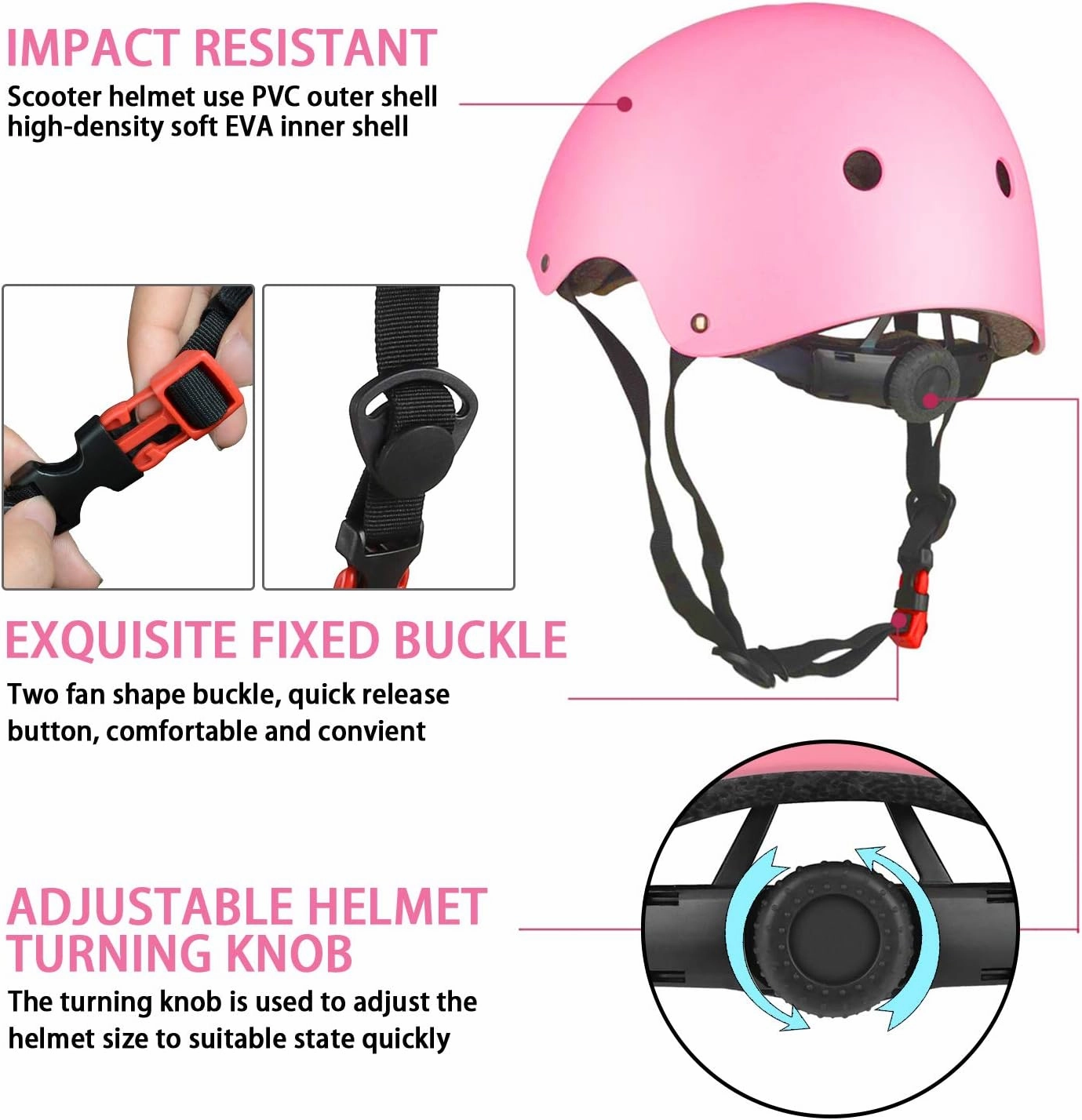 WayEee Kids Bike Helmet Set Skateboard Knee Pads, Helmet Pad Set Protective Gear Set Adjustable for Girls Kids 3-10 Helmet Elbow Pads Wrist Guards for Sport Cycling Bike Roller Skating Scooter