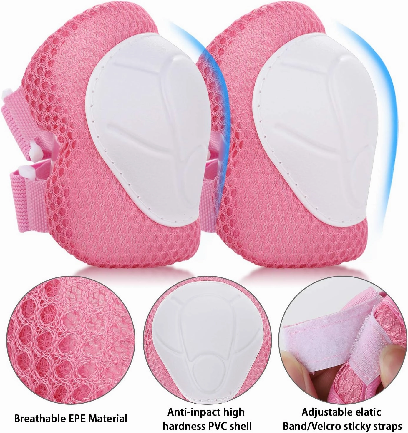 WayEee Kids Bike Helmet Set Skateboard Knee Pads, Helmet Pad Set Protective Gear Set Adjustable for Girls Kids 3-10 Helmet Elbow Pads Wrist Guards for Sport Cycling Bike Roller Skating Scooter