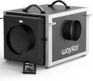Waykar 158 Pints Crawl Space Dehumidifier with Remote Control up to 6,500 sq. ft., Dual Duct HVAC Commercial Whole-House Dehumidifier for Basement, Industry Water Damage Unit - 5-Year Quality Coverage