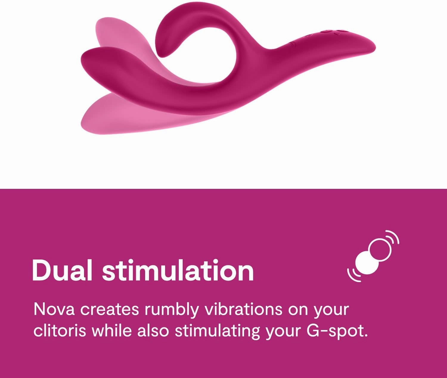 We-Vibe Nova 2 Dual Rabbit Vibrator for Women | Dildo Vibrator Adult Sex Toy | Female Clitoral Stimulator | G Spot Massager with 10 Vibration Modes | Remote App Control Sex Toy for Couples | Pink