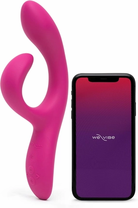 We-Vibe Nova 2 Dual Rabbit Vibrator for Women | Dildo Vibrator Adult Sex Toy | Female Clitoral Stimulator | G Spot Massager with 10 Vibration Modes | Remote App Control Sex Toy for Couples | Pink