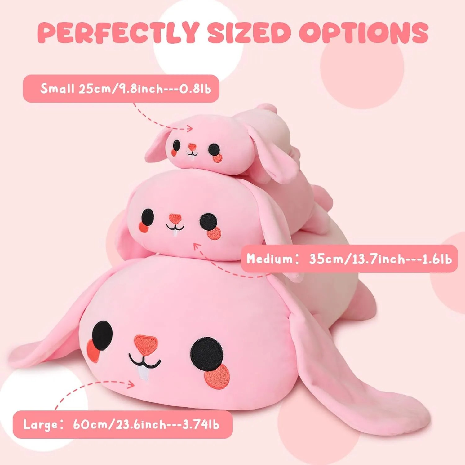 Weighted Stuffed Animals, 3.74 lbs Bunny Stuffed Animal with Weighted Beads, Cute Plush Toy Pillow Gifts for Adults Kids Boys Girls