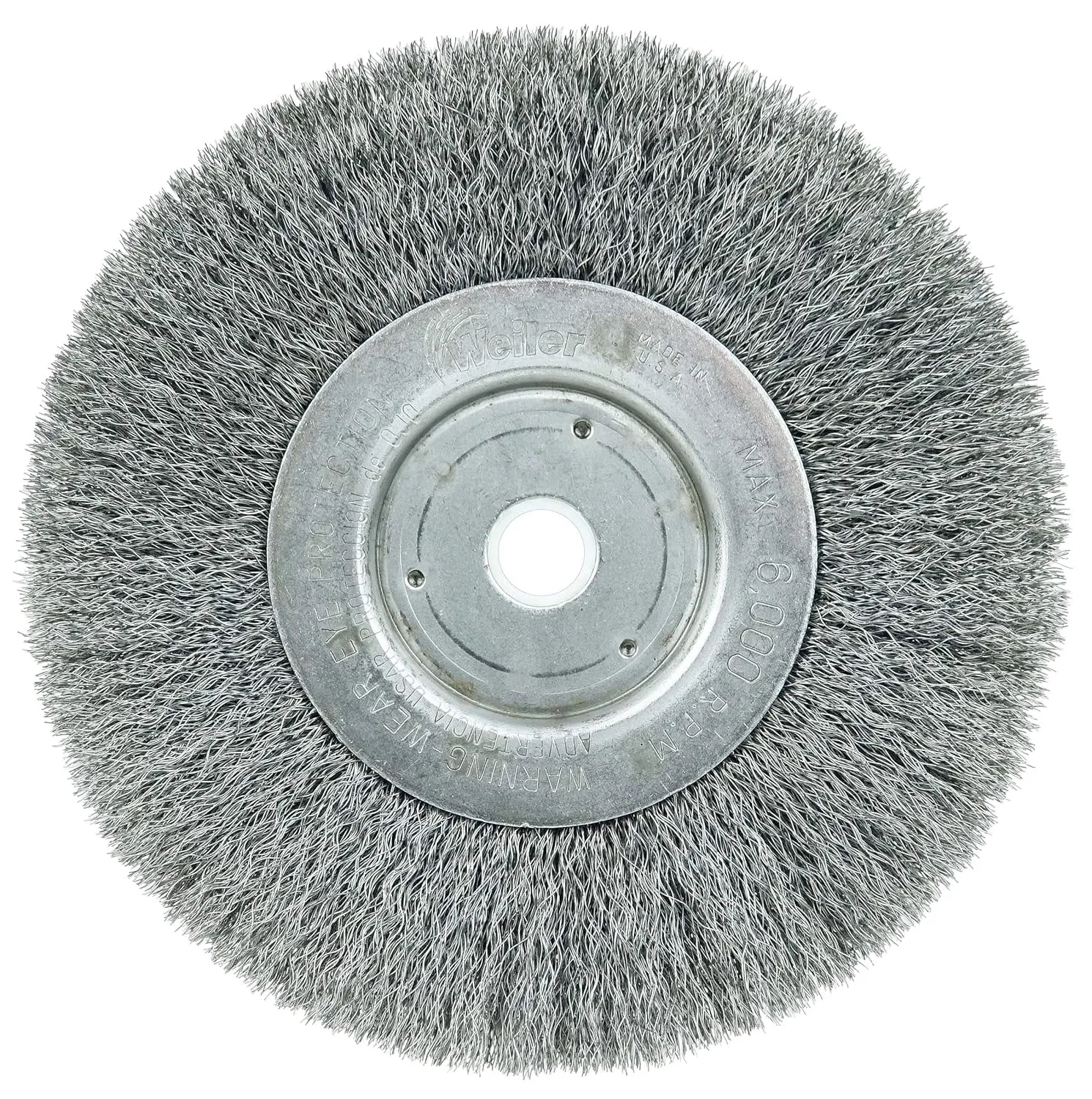 Weiler 01045 Trulock 5/8" - 1/2" Arbor 0.008" Wire Size 6" Diameter 3/4" Face Width Steel Bristles Narrow Face Crimped Wire Wheel Brush, Made in the USA