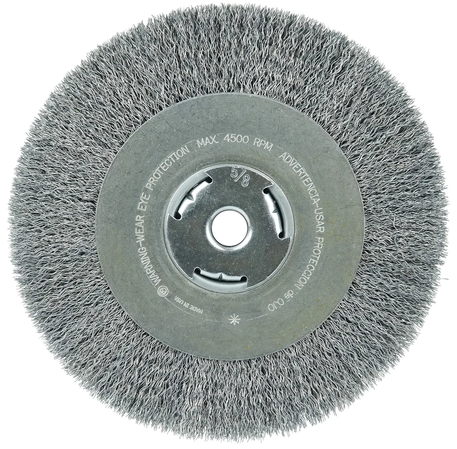 Weiler 36206 Wolverine 8" Crimped Wire Wheel, .014" Steel Fill, Wide Face, 5/8" Arbor Hole, Made in The USA