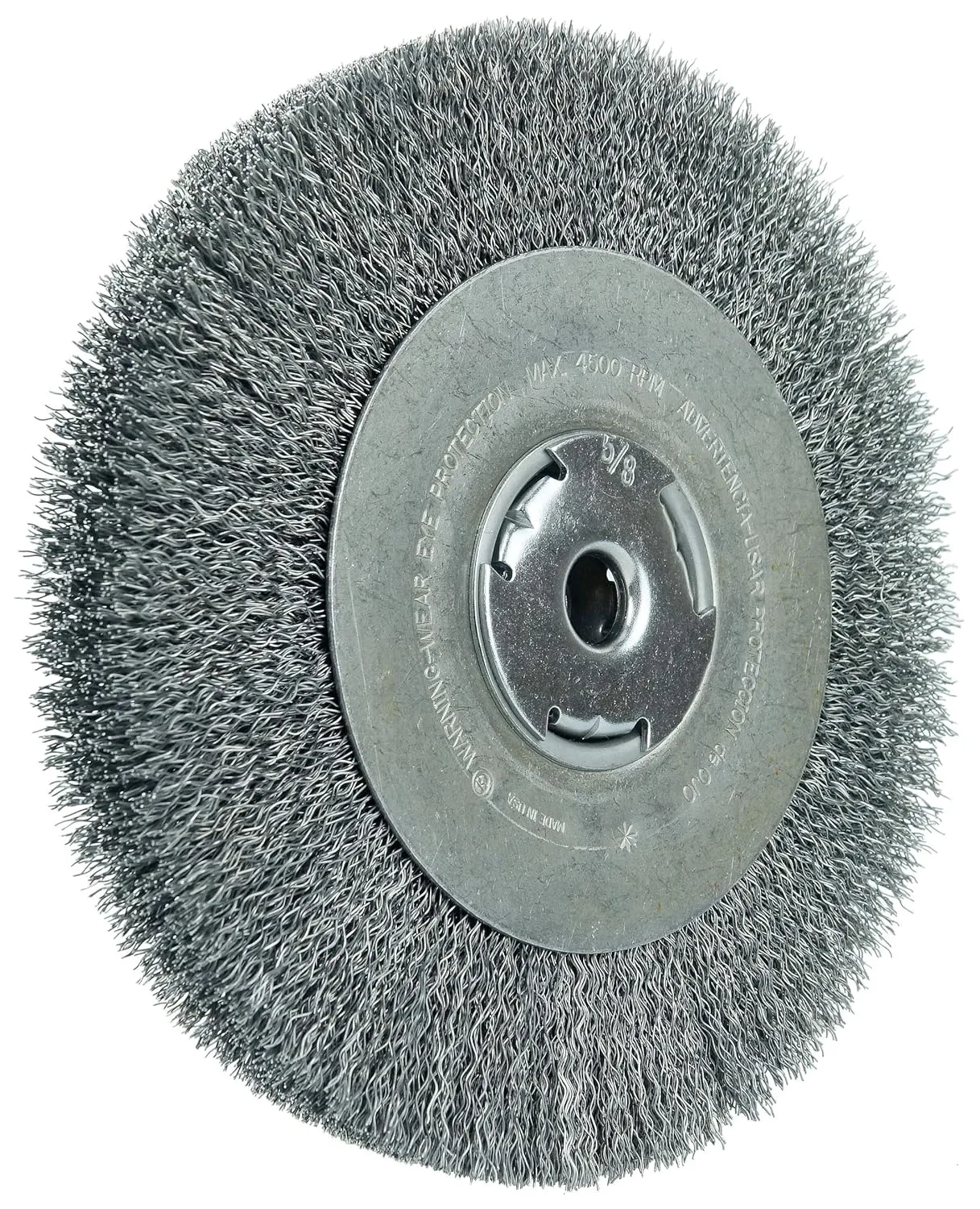 Weiler 36206 Wolverine 8" Crimped Wire Wheel, .014" Steel Fill, Wide Face, 5/8" Arbor Hole, Made in The USA