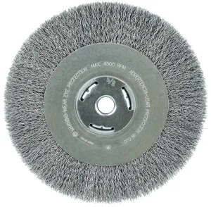 Weiler 36206 Wolverine 8" Crimped Wire Wheel, .014" Steel Fill, Wide Face, 5/8" Arbor Hole, Made in The USA