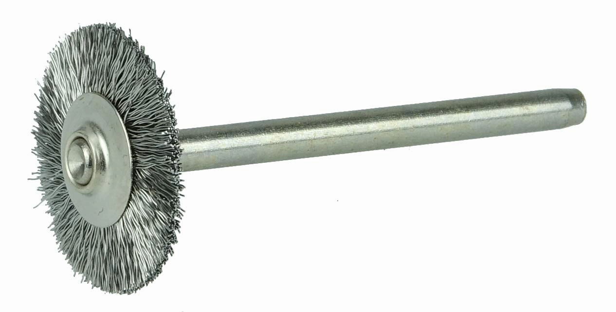 Weiler 26005 0.005" Wire Size, 3/4" Diameter, 302 Stainless Steel Bristles, 1/8" Stem Size, Wire Fill, Miniature Wire Wheel Brush, Made in the USA