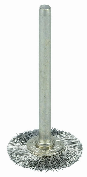 Weiler 26005 0.005" Wire Size, 3/4" Diameter, 302 Stainless Steel Bristles, 1/8" Stem Size, Wire Fill, Miniature Wire Wheel Brush, Made in the USA