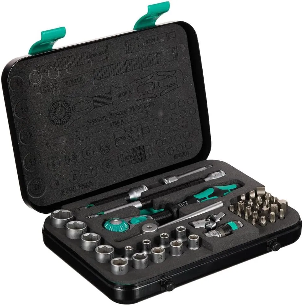 Wera 8100 SA 2 Zyklop 1/4" Metric Ratchet Set, 42-Pieces