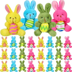 Wettarn 36 Pieces 4 Inch Easter Mini Bunny Plush Bunnies Stuffed Bulk Rabbit Stuffed Easter Stuffed Toys Bunny Party Favors Bunny Animals for Easter Eggs Filler, Easter Baskets Filler, Assorted Colors