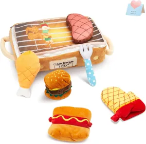 WEWILL 7 Piece Barbecue Grill Stuffed Animals Set for Kids, 12" Soft BBQ Plush Toys, Simulation Camping Cooking Interactive Toys, for Easter, Birthdays & Spring Festival