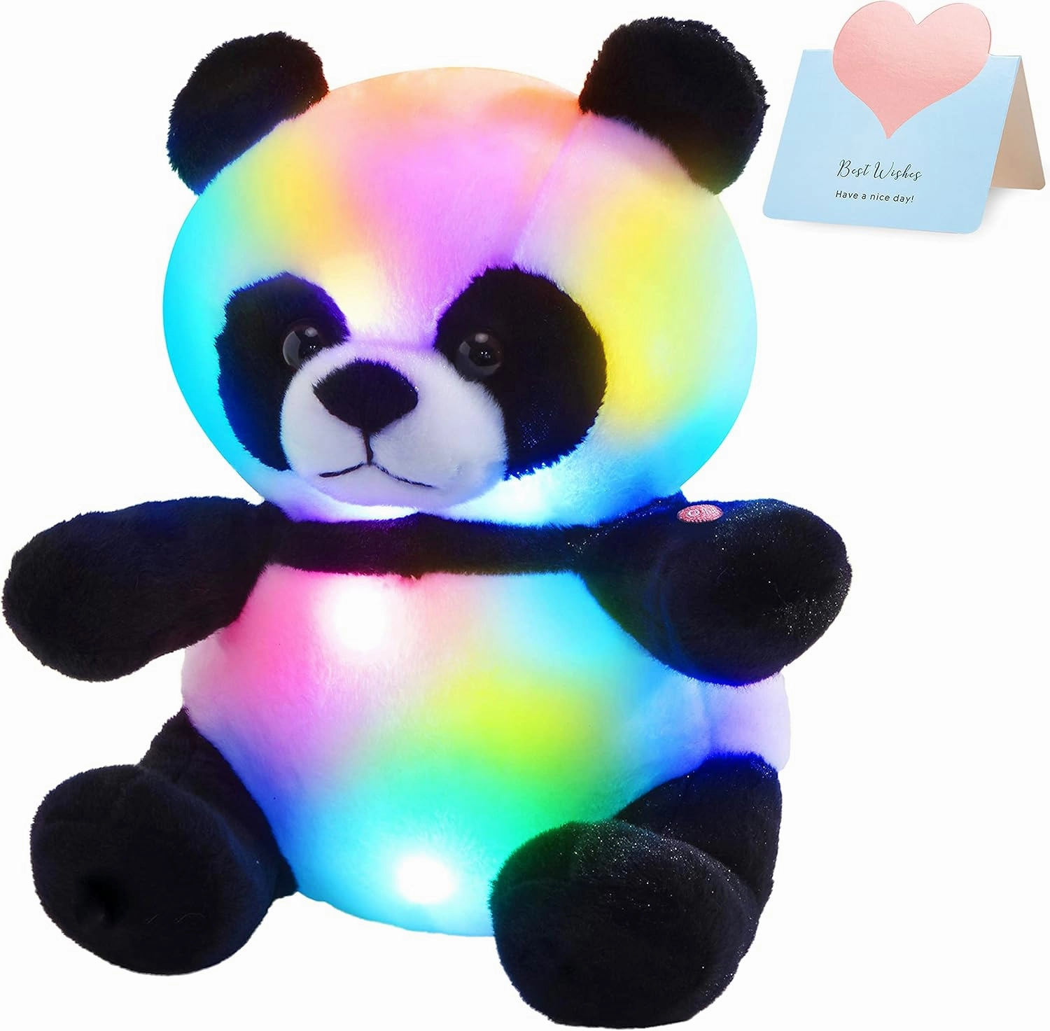 WEWILL Light up Panda Stuffed Animal LED Panda Bear Soft Plush Toys Glow in Dark Bedtime Companion with Night Lights Birthday Valentines Christmas for Toddler Kids, 12''