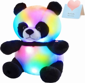 WEWILL Light up Panda Stuffed Animal LED Panda Bear Soft Plush Toys Glow in Dark Bedtime Companion with Night Lights Birthday Valentines Christmas for Toddler Kids, 12''
