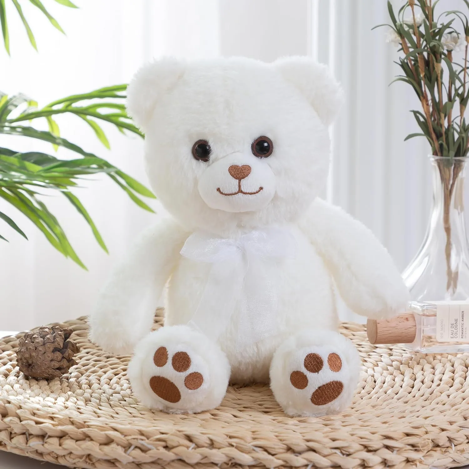 White Teddy Bear Stuffed Animal Small Teddy Bear with Heart Plush Toys Stuffed Animals for Girls Cute Stuffed Animals Teddy Bears Stuffed Bear Plush 9 Inch Animal Plushies Halloween