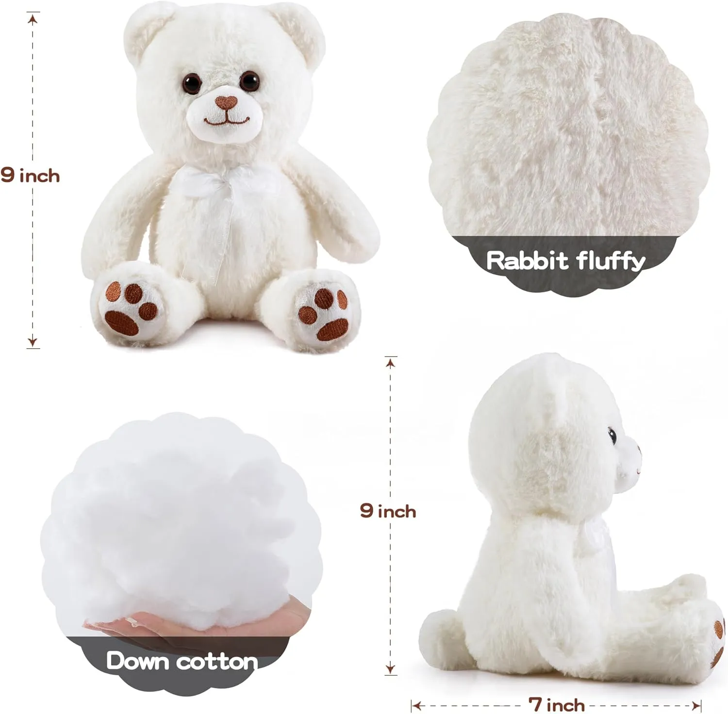 White Teddy Bear Stuffed Animal Small Teddy Bear with Heart Plush Toys Stuffed Animals for Girls Cute Stuffed Animals Teddy Bears Stuffed Bear Plush 9 Inch Animal Plushies Halloween