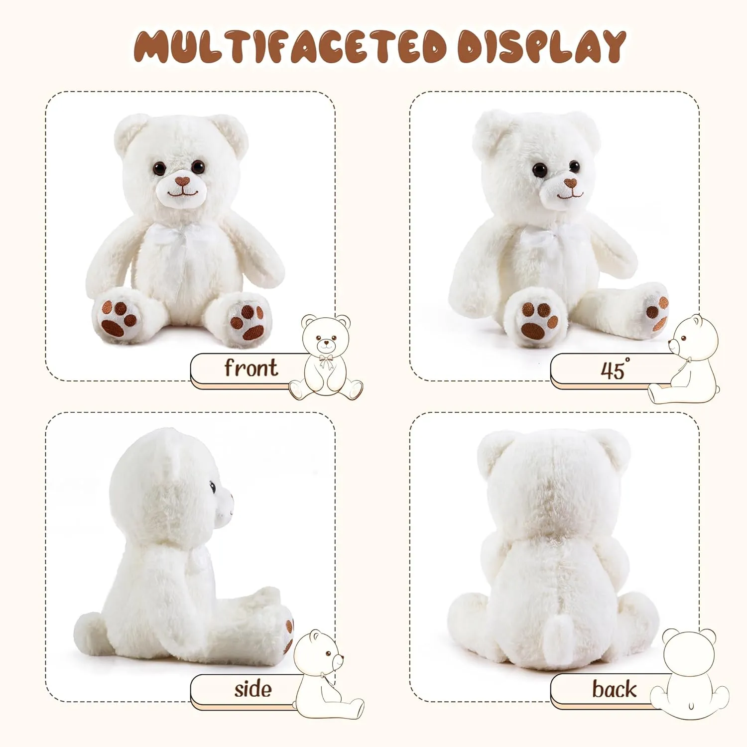 White Teddy Bear Stuffed Animal Small Teddy Bear with Heart Plush Toys Stuffed Animals for Girls Cute Stuffed Animals Teddy Bears Stuffed Bear Plush 9 Inch Animal Plushies Halloween