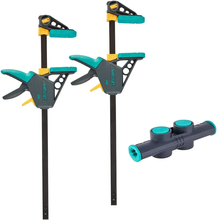 wolfcraft XL One-Hand Clamp Set, 3 Pcs. I 8624000 I Enables Flexible Clamping Widths up to 1060 mm