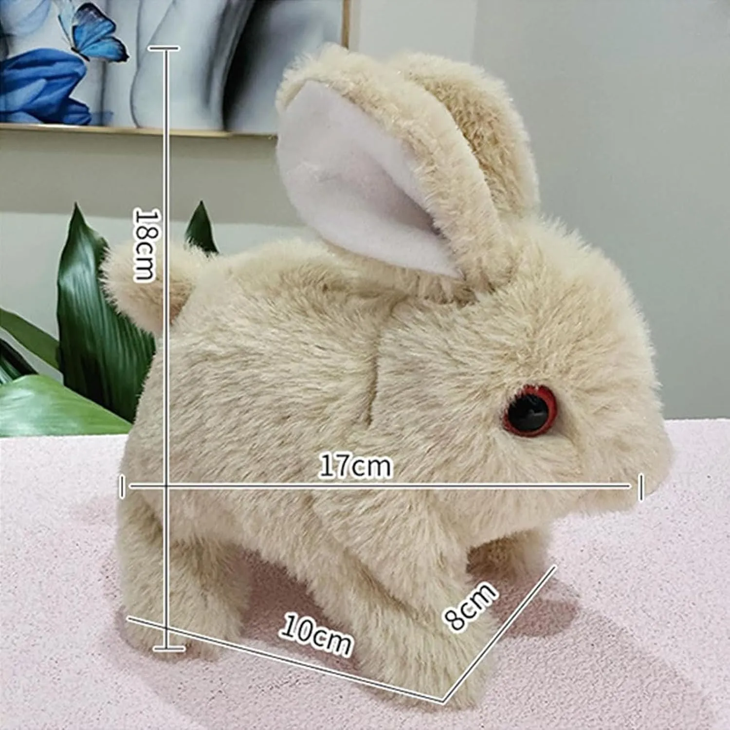 Wollerahorizons Bunny, Wollera Horizons My Realistic Bunny Toy, Kalbooz Realistic Bunny, Interactive Bunny Realistic Bunny - Jumping, Twitching, and Shaking Ears (Brown Pink)