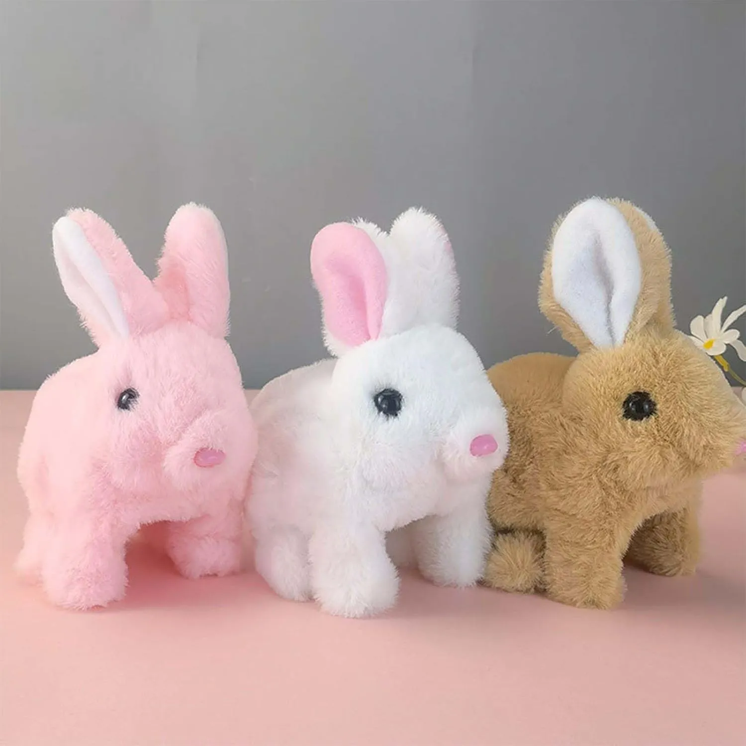 Wollerahorizons Bunny, Wollera Horizons My Realistic Bunny Toy, Kalbooz Realistic Bunny, Interactive Bunny Realistic Bunny - Jumping, Twitching, and Shaking Ears (Brown Pink)
