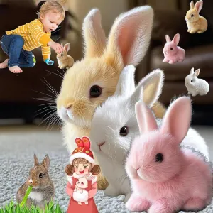 Wollerahorizons Bunny, Wollera Horizons My Realistic Bunny Toy, Kalbooz Realistic Bunny, Interactive Bunny Realistic Bunny - Jumping, Twitching, and Shaking Ears (Brown Pink)