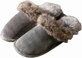 Women's and Men's Artificial Fluffy Slippers, Couple Plush Memory Foam Slippers, Ladies Warm Slip on Slippers with Faux Fur Lining, Winter Non-Slip Indoor House Shoes