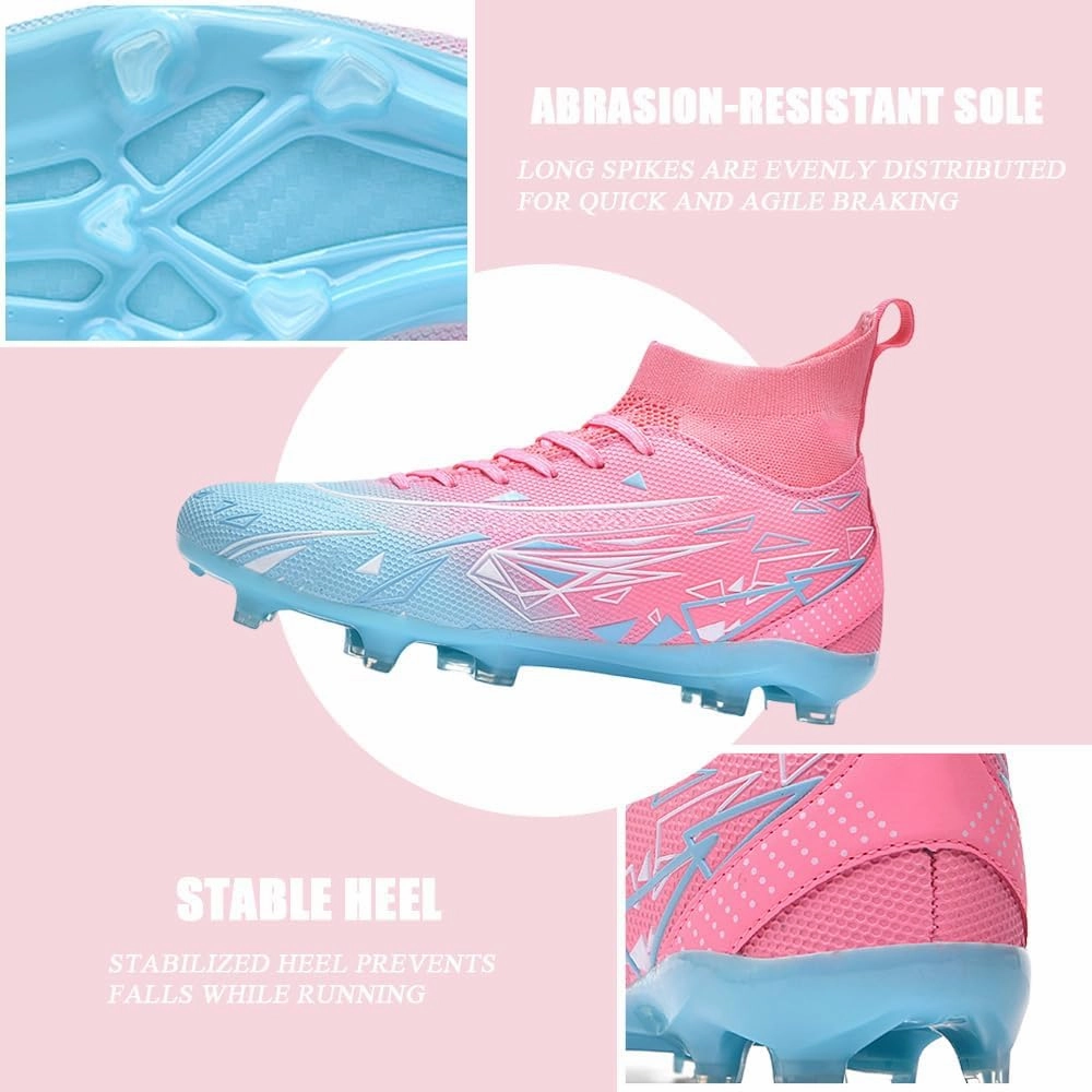 Women's Breathable Futsal Cleats for Training - High Top AG Soccer Shoes for Outdoor - Mens Athletic Football Sneakers