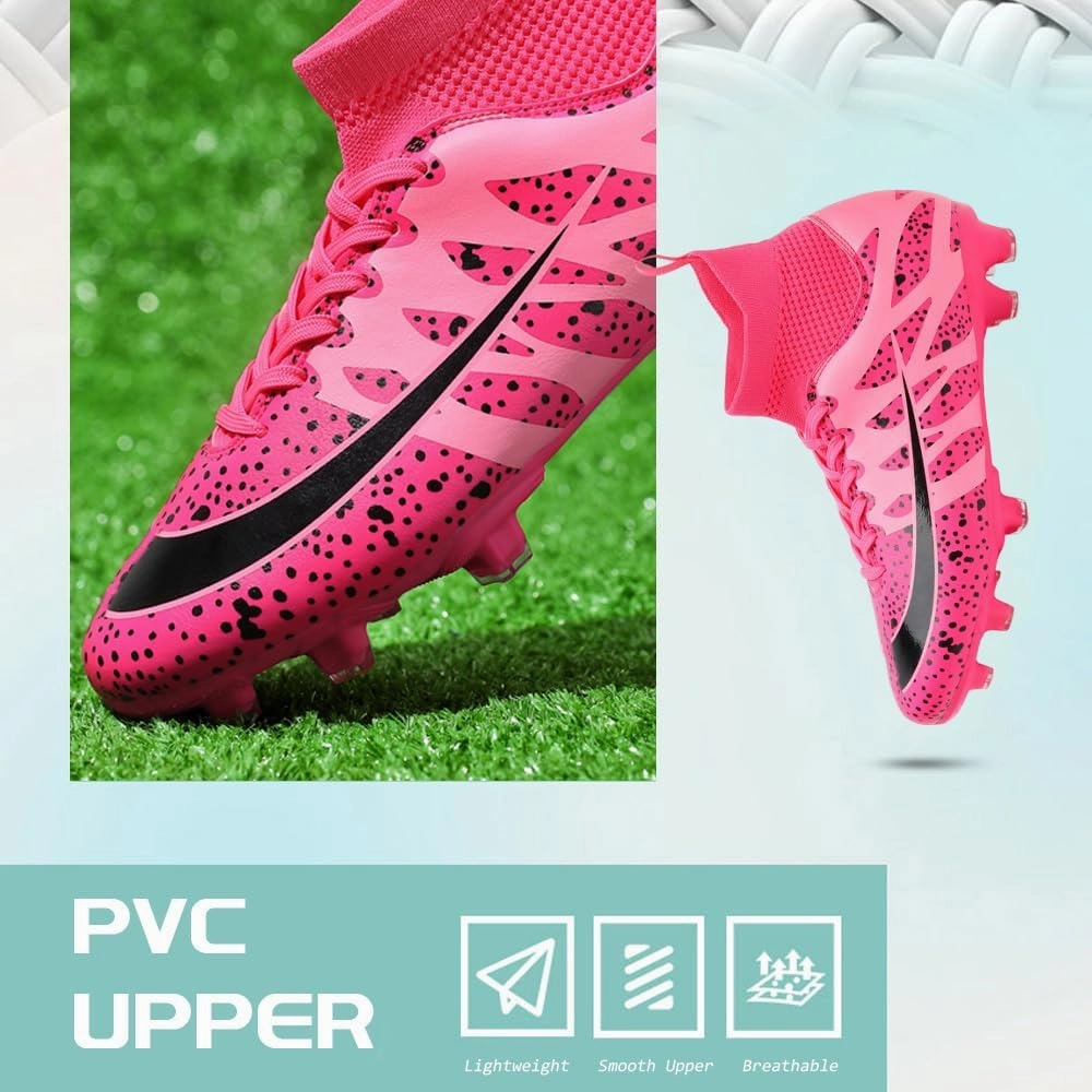 Women's Breathable Futsal Cleats for Training - High Top AG Soccer Shoes for Outdoor - Mens Athletic Football Sneakers