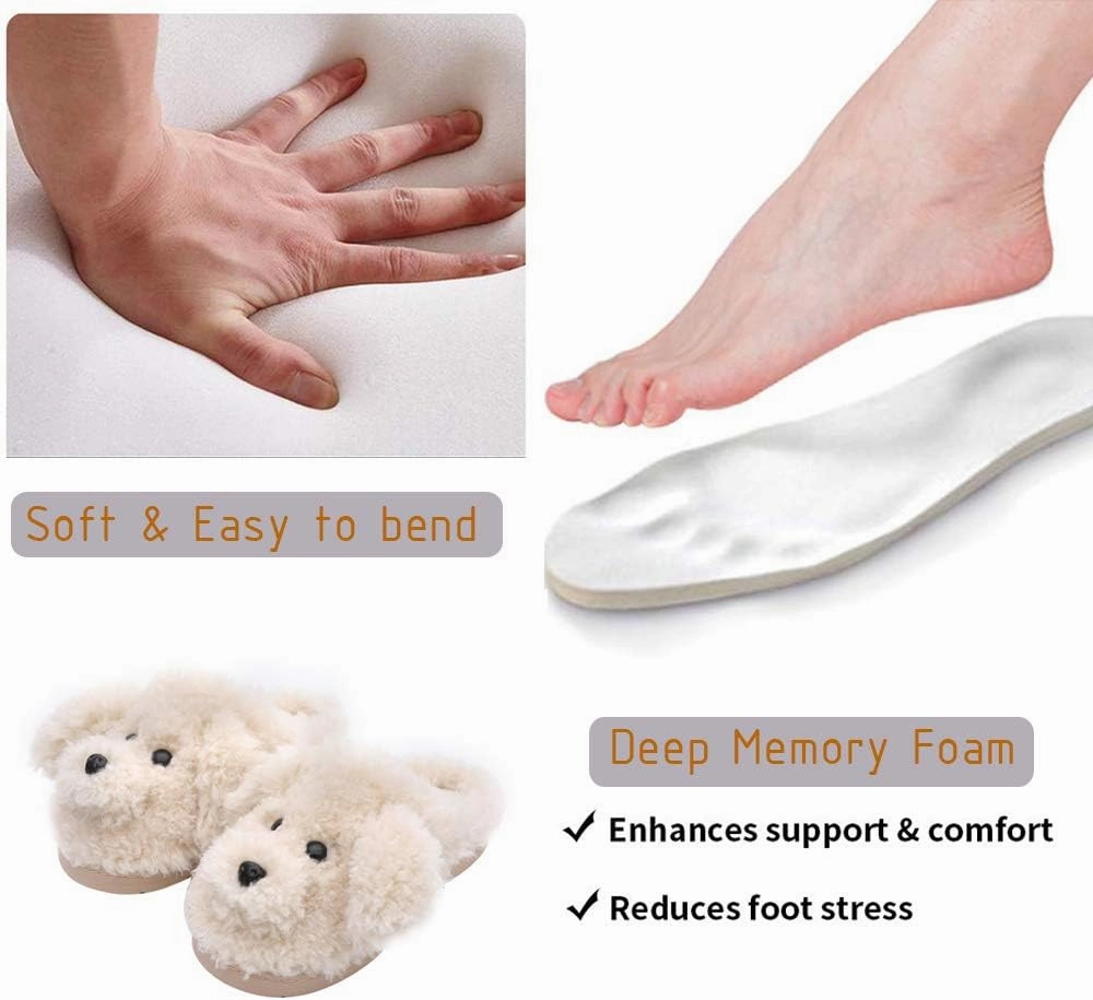 Women's Cute Animal Slippers - Warm Memory Foam Soft Fleece Plush House Slippers for Indoor & Outdoor