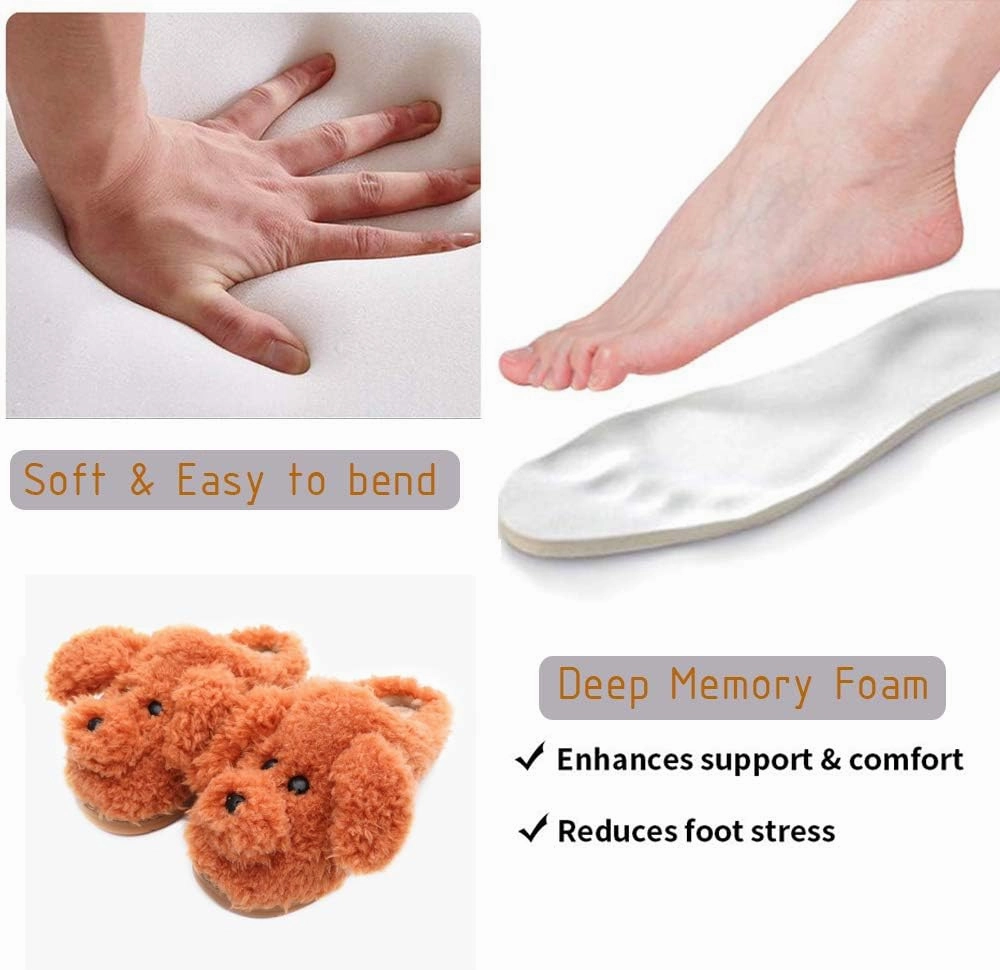 Women's Cute Animal Slippers - Warm Memory Foam Soft Fleece Plush House Slippers for Indoor & Outdoor