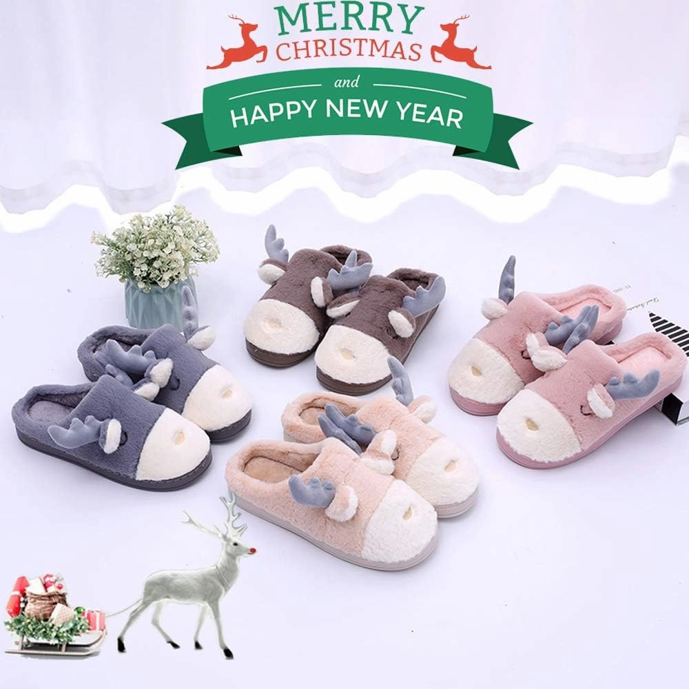 Women's Cute Animal Slippers - Warm Memory Foam Soft Fleece Plush House Slippers for Indoor & Outdoor