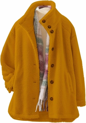 Women's Flannel Fuzzy Cardigan Casual Long Sleeve Sherpa Fleece Lined Jacket Trendy Lapel Collar Button Down Outwears