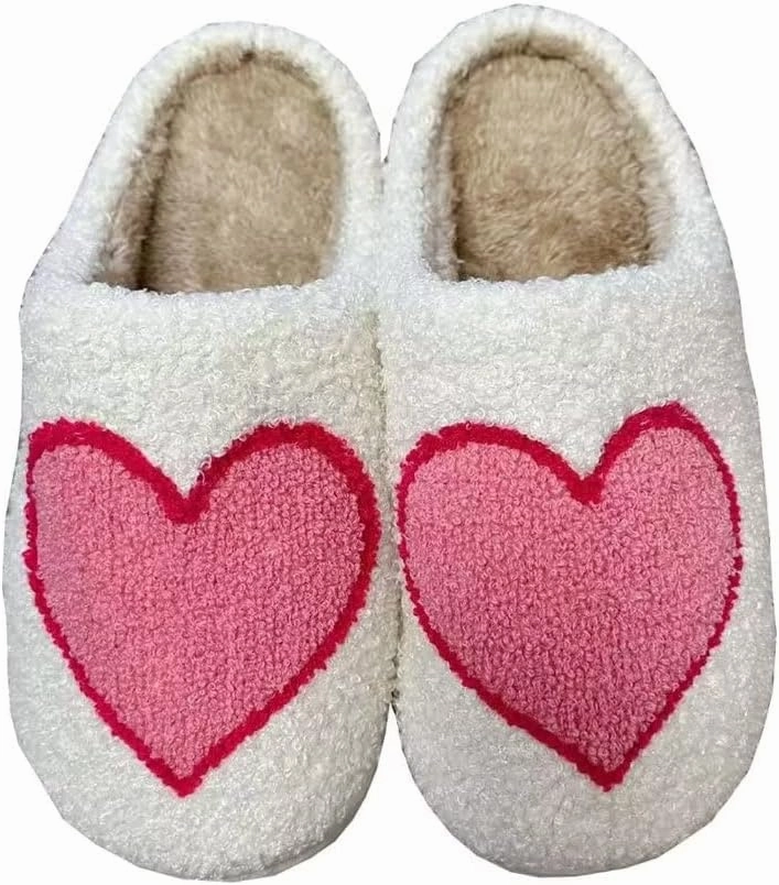 Women's Plush Heart Love Slippers - Blue Eyes Mushroom Cat Ears Retro Memory Foam Soft Plush Home Shoes