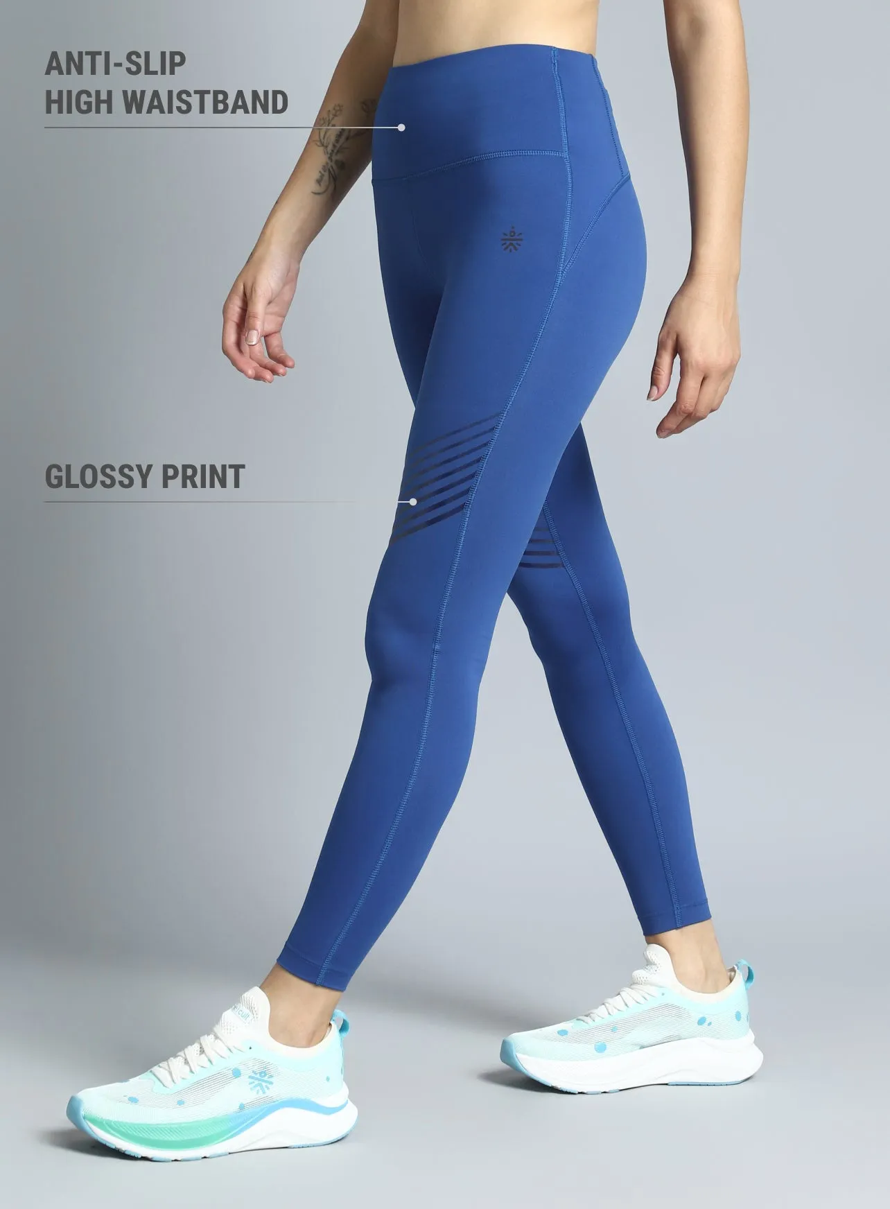 Women's Blue Energy Flow Printed COMFlex Tights