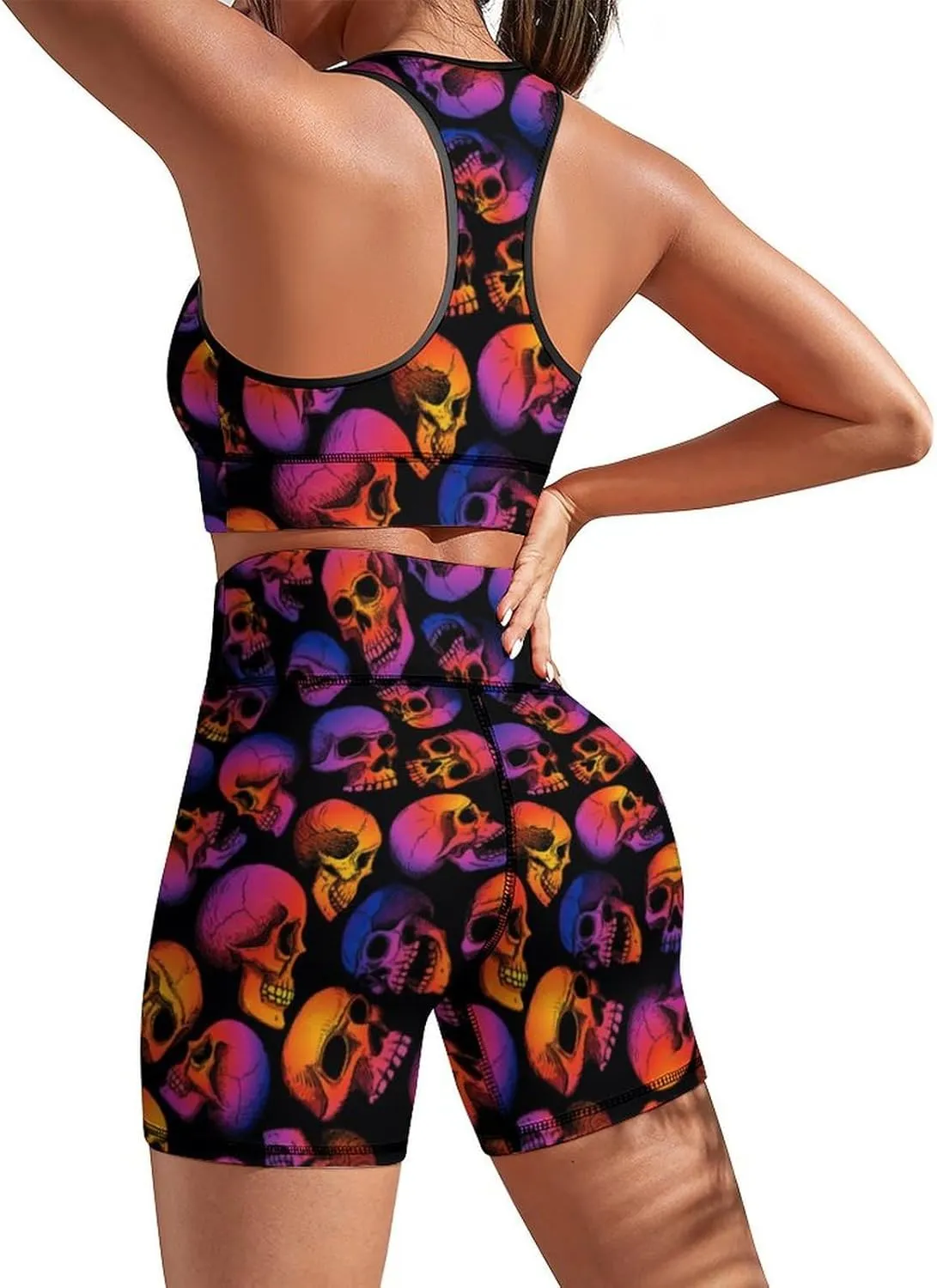 Women's Yoga Outfit, 2 Piece Set Workout Athletic Shorts Leggings And Sports Bra Set Seamless Gym Clothes