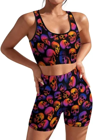 Women's Yoga Outfit, 2 Piece Set Workout Athletic Shorts Leggings And Sports Bra Set Seamless Gym Clothes