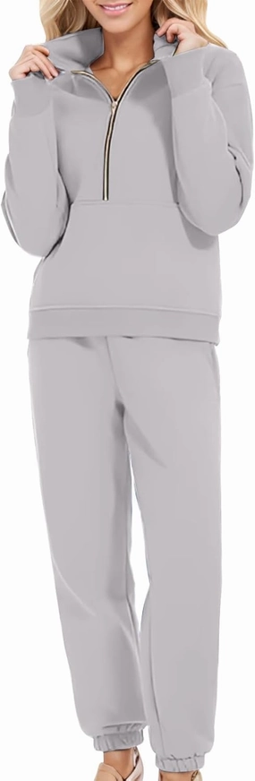 Womens Sweatsuits 2 Piece Set Petite Trendy 2024 Zip Up Plain Sweatsuits Casual Lightweight Track Suits With Pockets
