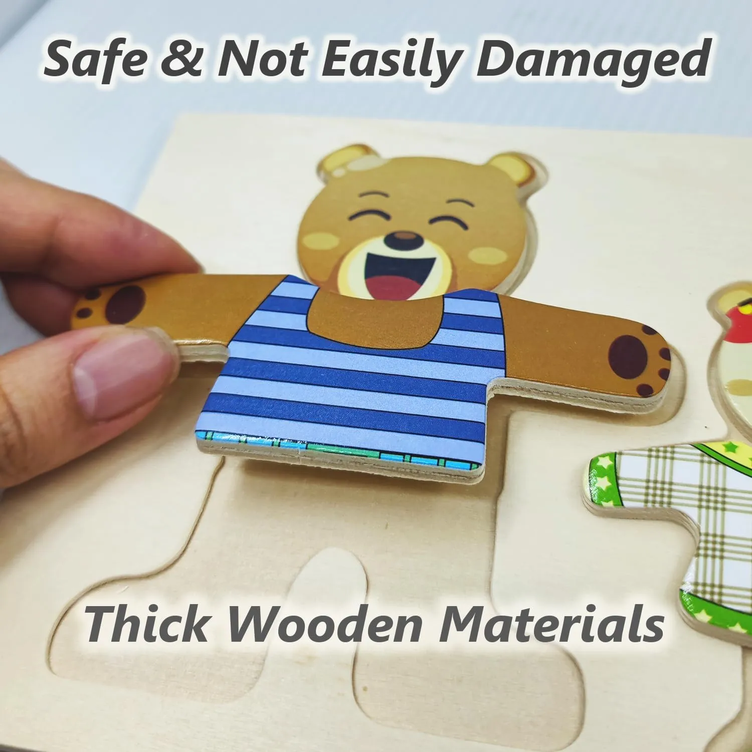 Wooden Bear Family Dress-up Puzzle Box for Toddlers(72pcs),Change Clothes Puzzle Games, Preschool Learning Activities Toys for Kids Ages 3 