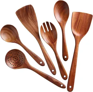 Wooden Kitchen cooking and serving (Pack of 6)