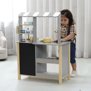 Wooden Play Kitchen Set for Kids, Kids Kitchen Playset Chef Pretend Cooking Set for Toddlers, Children Toys Kitchen with 28 Pcs Toy Bread & Bakeware Accessories