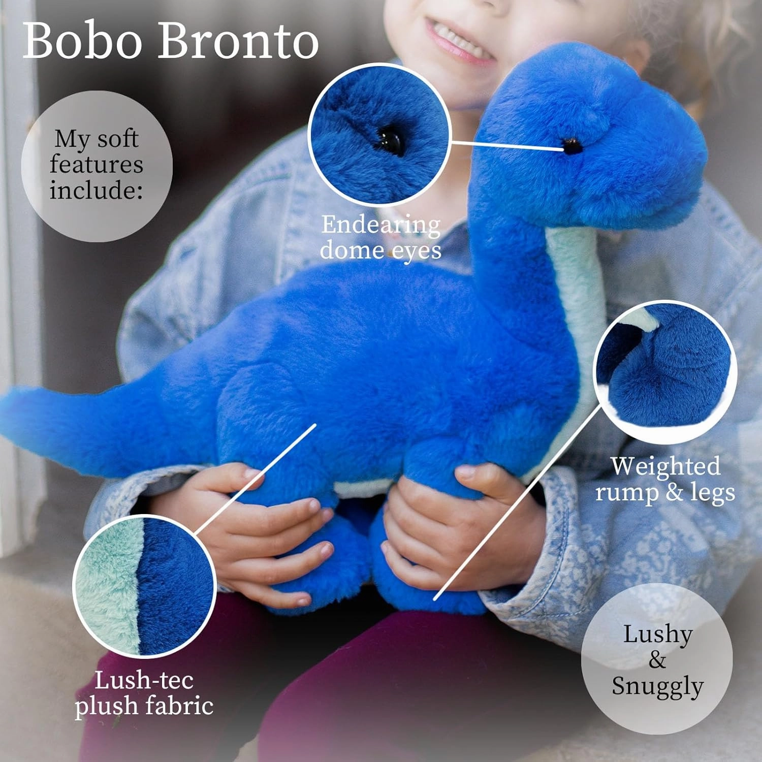 World's Softest Plush Bobo Bronto, Lushee, Large, 16" Stuffed Animal for Baby, Toddler, Kids, Adults - Bronto Plush Toy-Adorable Toy Made from Kid-Friendly, Quality Materials