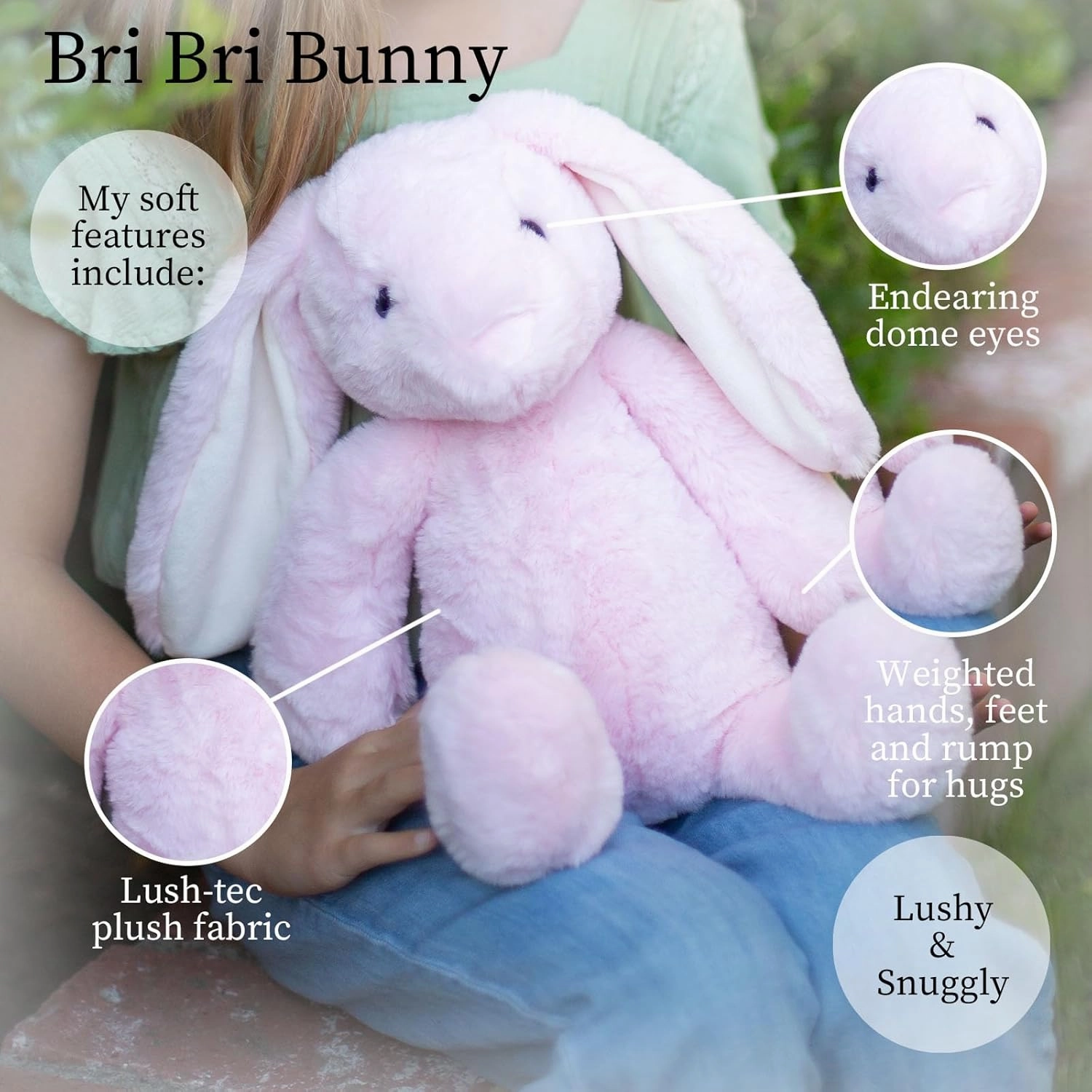 World's Softest Plush BriBri Bunny, Rose, Lushee, Large, 16" Stuffed Animal for Baby, Toddler, Kids, Adults - Soft, Huggable Stuffed Bunny- Adorable Toy Made from Kid-Friendly, Quality Materials