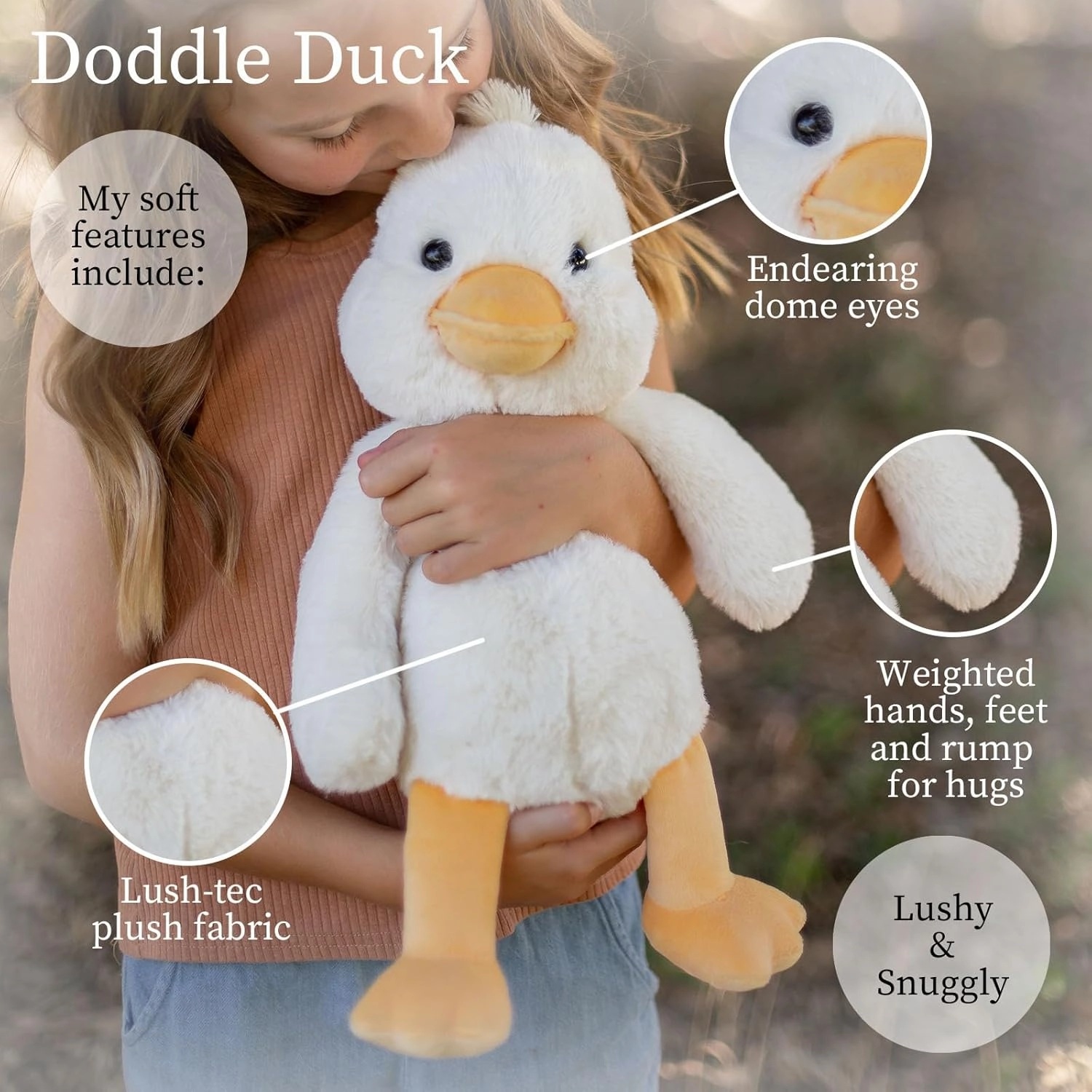 World's Softest Plush Off White .Duck, Lushee, Large, 16" Stuffed Animal for Baby, Toddler, Kids, Adults - Duck Plush Toy-Toy Made from Kid-Friendly, Quality Materials