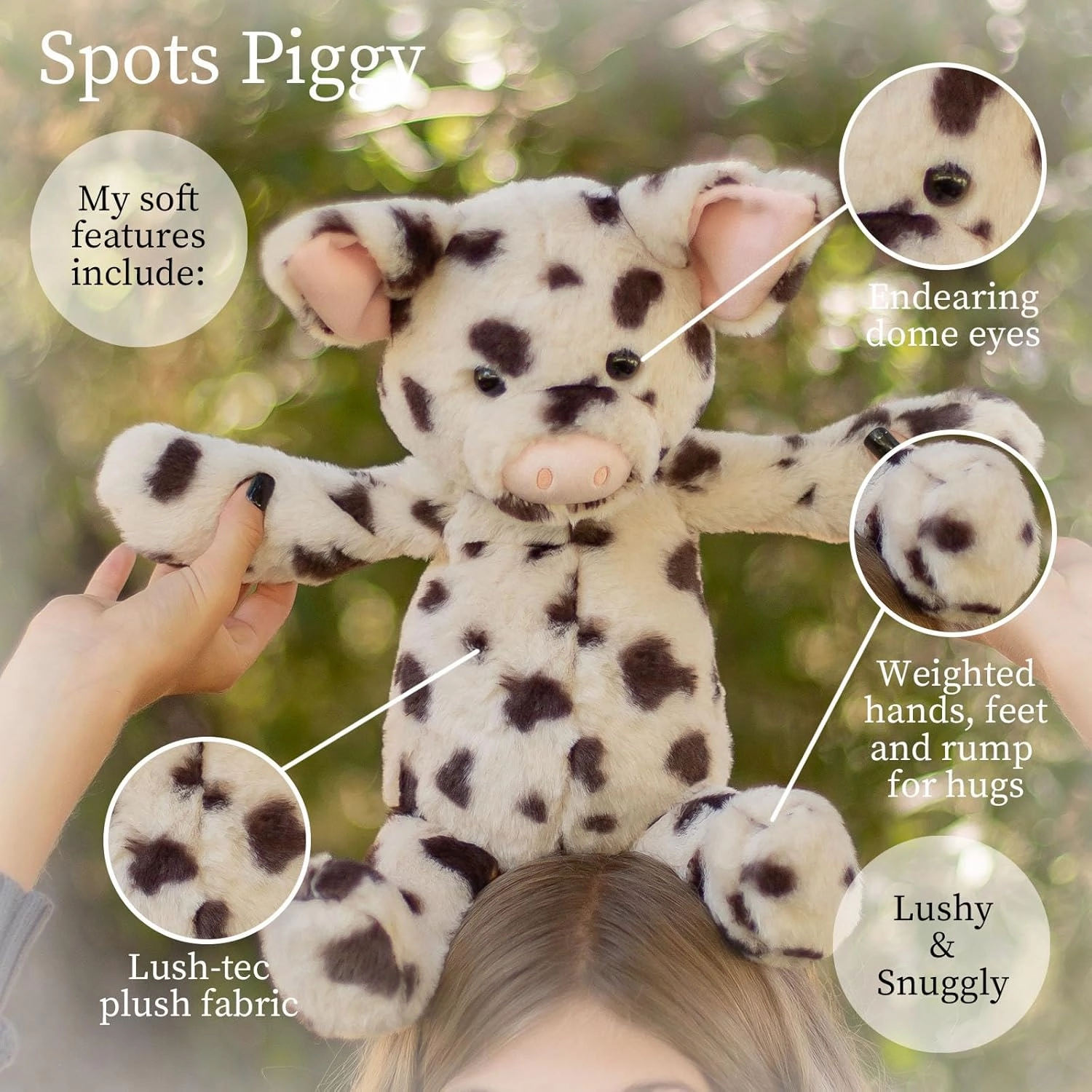 World's Softest Plush Spots Piggy, Lushee, Large, 16" Stuffed Animal for Baby, Toddler, Kids, Adults - Piggy Plush Toy-Adorable Toy Made from Kid-Friendly, Quality Materials