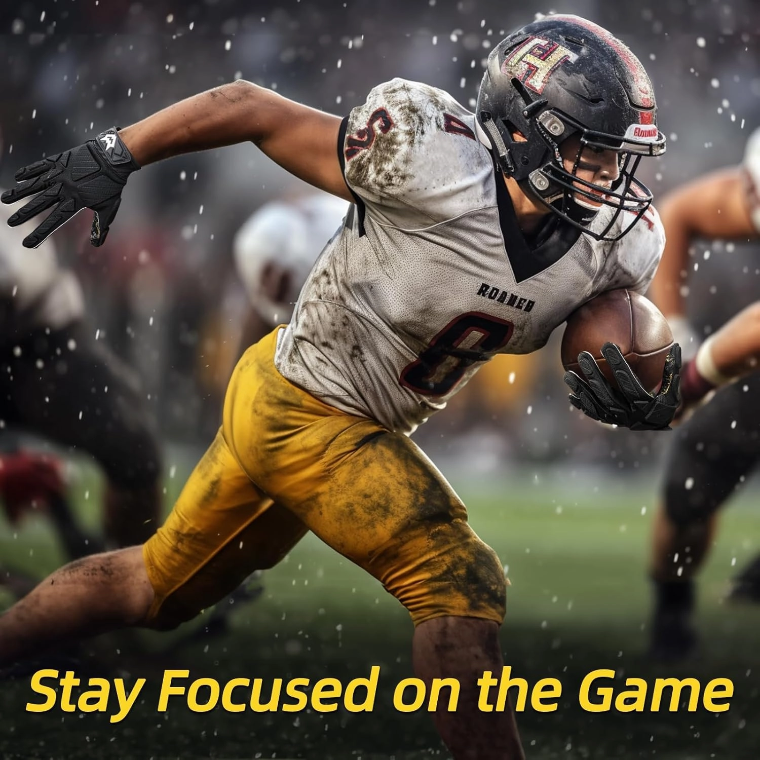 WVVOU Padded Football Gloves, Sticky Padded Receiver Gloves,Football Lineman Gloves