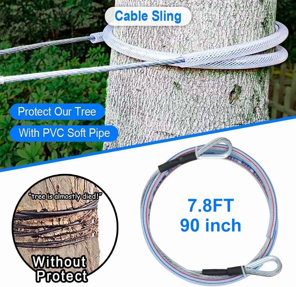 X XBEN 180FT Zip line Kits for Backyard, Zip Lines for Kid and Adult, Included Swing Seat, Ziplines Brake, and Steel Trolley, Outdoor Playground Equipment