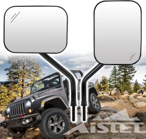 Xislet Door Off Mirror Replacement for Jeep Wrangler JK CJ YJ JL & Unlimited Doorless Side Mirrors - Quicker Install Door Hinge Mirrors for Jeep Safe Doors Off Driving