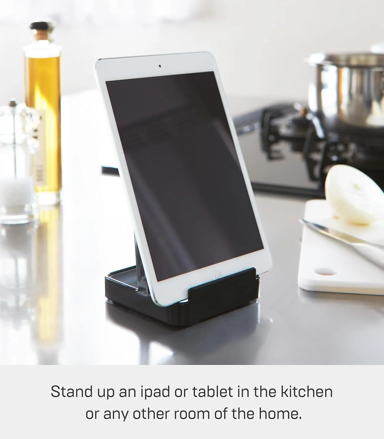 YAMAZAKI Home 2249 Tower Ladle Holder-Lid Stand for Utensils in Kitchen, Black 2248-P